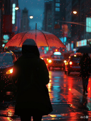 城市街头突如其来的大暴雨摄影