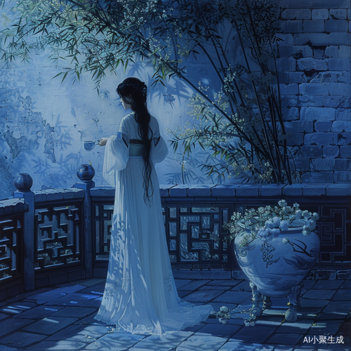 月光庭院中的思念与期待