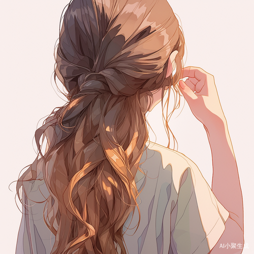 温柔慵懒的清新女孩背影卡通插画
