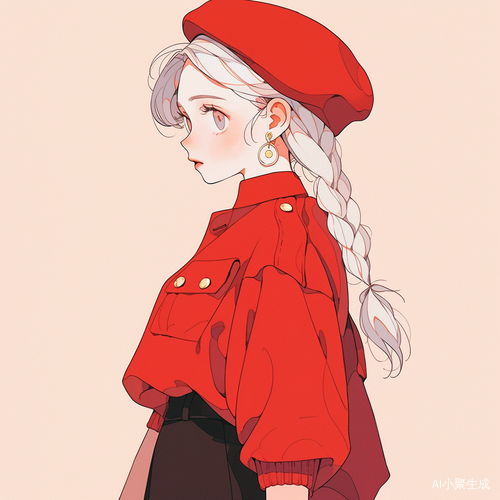 高冷女生的白色裤裙与红色针织外套搭配