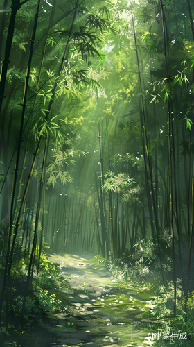 竹林深处的静谧阳光与自然氛围