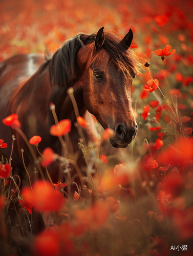 Majestic Horse Galloping Through a Petal-Laden Flower Field