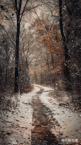 树林小路上的皑皑白雪