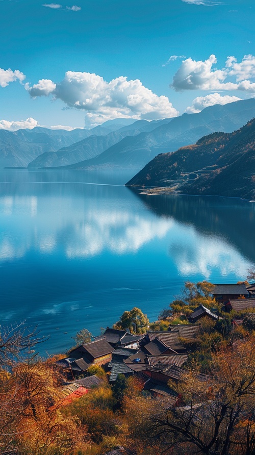 治愈系风景，泸沽湖景色，8k