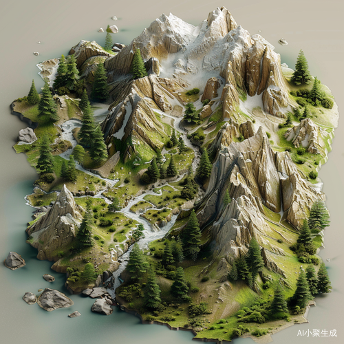 治愈性3D自然风景图片展示山川河流和树林