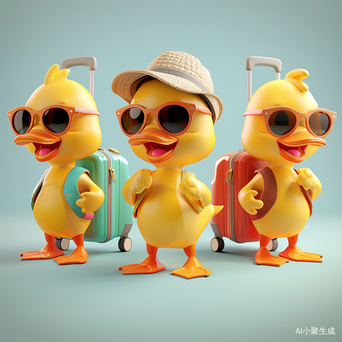 可爱卡通旅行小鸭多表情多动作