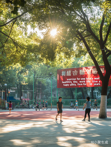 运动场上的快乐锻炼与健康幸福人生