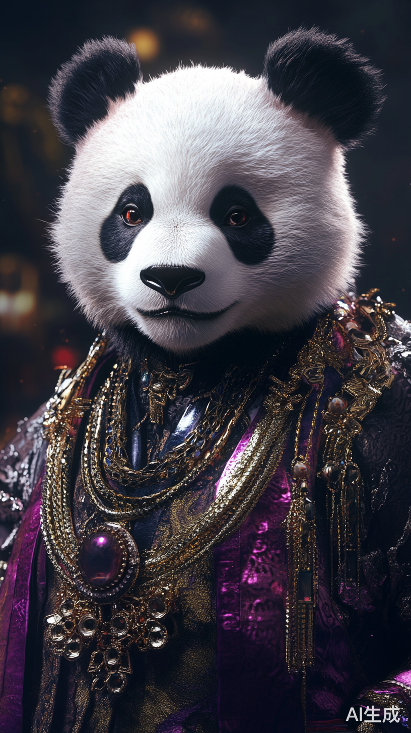 时尚熊猫动物时装秀豪华风格全景展示