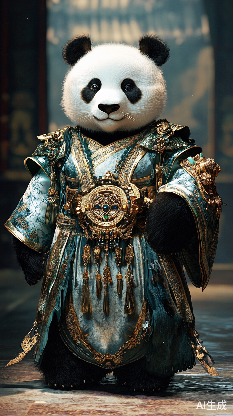 时尚熊猫动物时装秀豪华风格全景展示