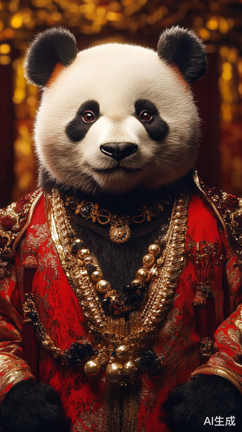 时尚熊猫动物时装秀豪华风格全景展示