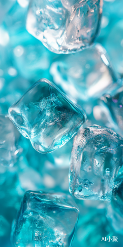 Tranquil Beauty of Ice Cubes and Sparkling Light