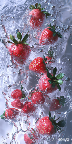 Anime Aesthetic Strawberries and Water in Playful Berry Punk Style