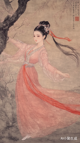 唐朝佳人轻盈舞动仙子降临绝美画卷