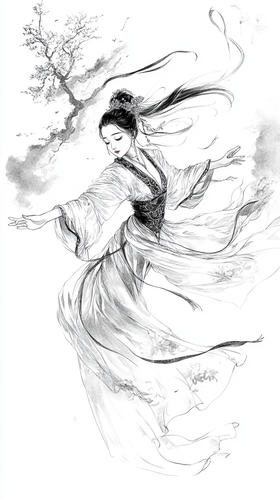 唐朝风韵佳人翩翩起舞的绝美画卷