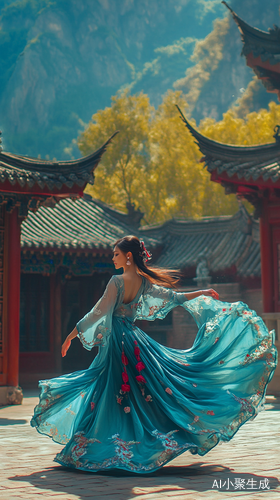 高端设计风格下的美女庭院舞蹈全景展示