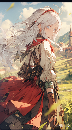 精致少女的蒸汽朋克风格侧身照与金色麦田背景