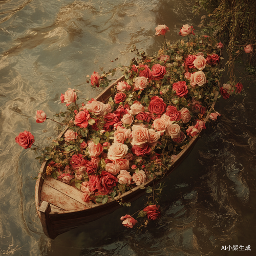 玫瑰与小鹿的漂浮船充满活力与美感