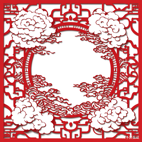 经典中国剪纸窗花图案祥云吉祥如意矢量剪影