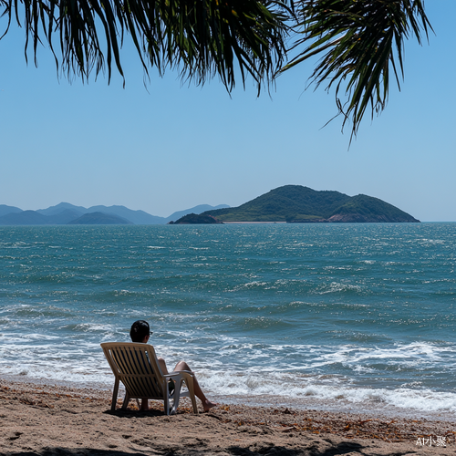 海边休闲时光远眺美丽小岛