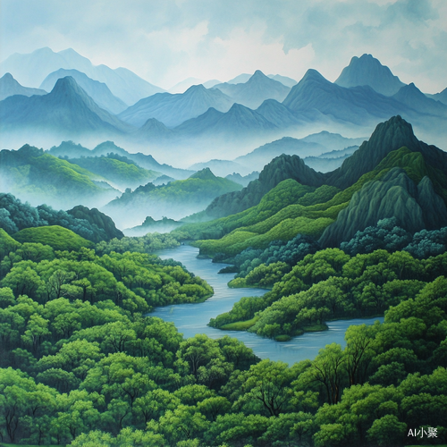 青绿山水画展现中国风万里河山之美