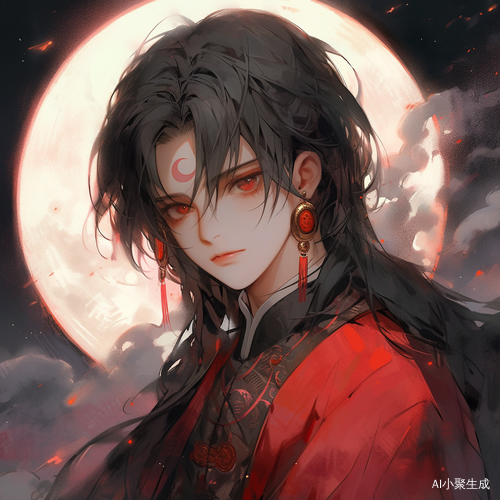小男孩与巨大的月亮
