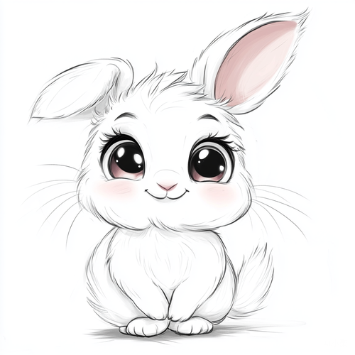 Charming Line Drawing of a Cute Creature in Cartoon Style