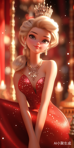 Princess Barbie in Sparkling Dress on Retro Throne in Dreamy 3D Art