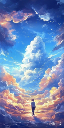 天空白云绘制万事如意