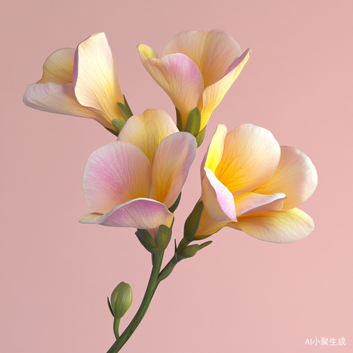 小苍兰花与纯色背景的抠图素材