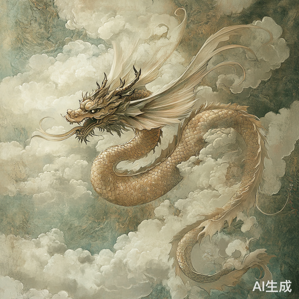 中国古代神龙云间翅膀的传说