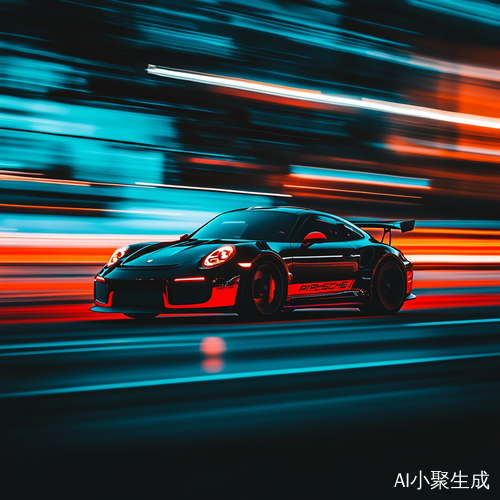 俯视正面汽车高速行驶的速度感