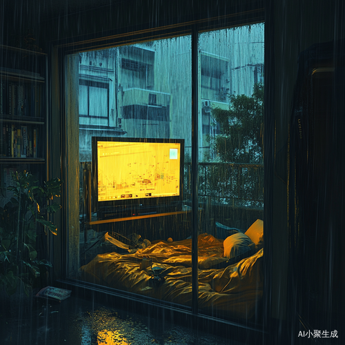 小房间内的温暖与外面阴雨的对比