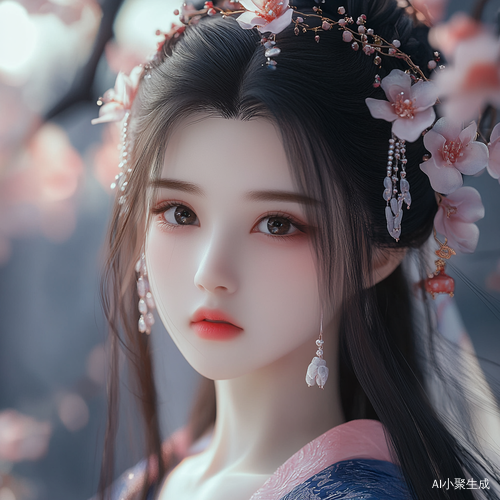 现代都市小仙女五官精致的大眼女孩半身照