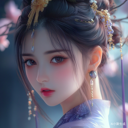 现代都市小仙女五官精致的大眼女孩半身照