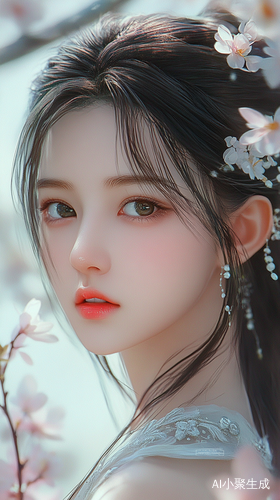 现代都市小仙女五官精致的大眼女孩半身照