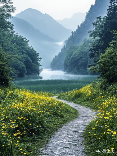 蜿蜒小路与碧绿湖泊的夏日森林之旅