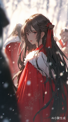 古风美人官家小姐雪中优雅静态逆光美景