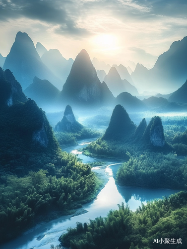 阳光下的治愈系山间风景美图