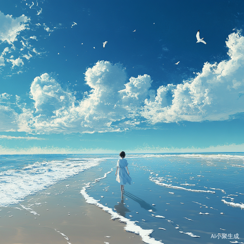 海滩赶海的悠闲时光