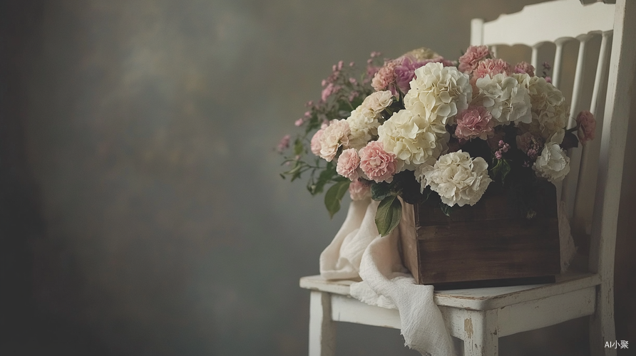 Cozy Home Scene with Elegant Bouquet on White Chair