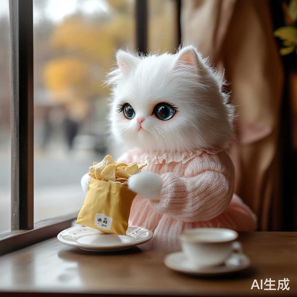 可爱猫咪在咖啡店享受生活的浪漫时光