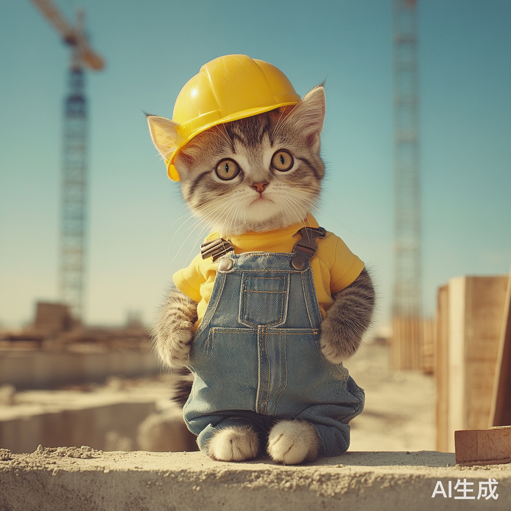 猫咪工地打工穿着工作服