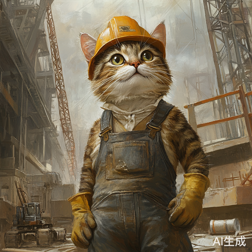 猫咪工地打工穿着工作服