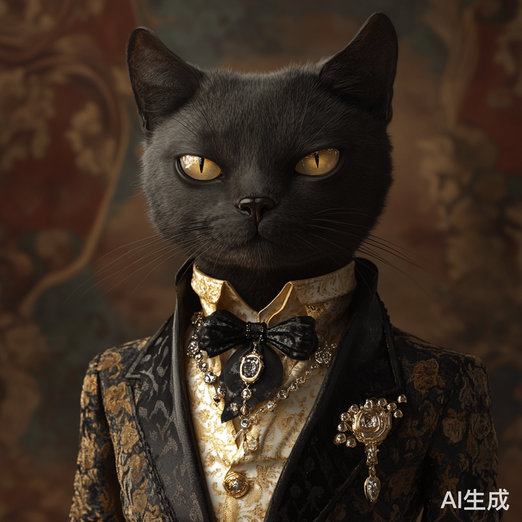 时尚猫咪的拟人化动物时装秀全景展示