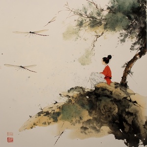 小荷与蜻蜓的初夏景象