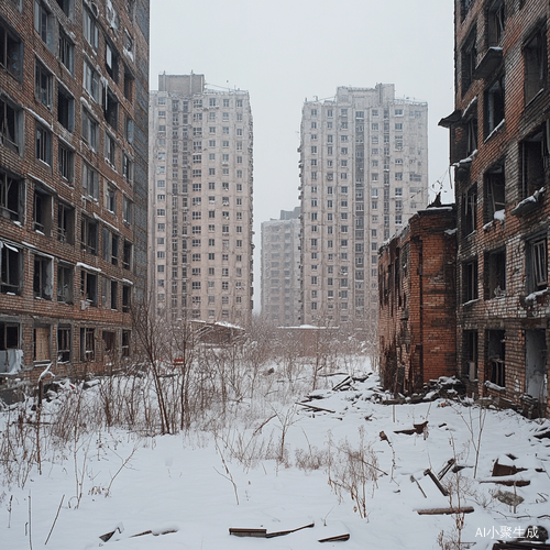 雪中破败城市的俄罗斯风格建筑想象