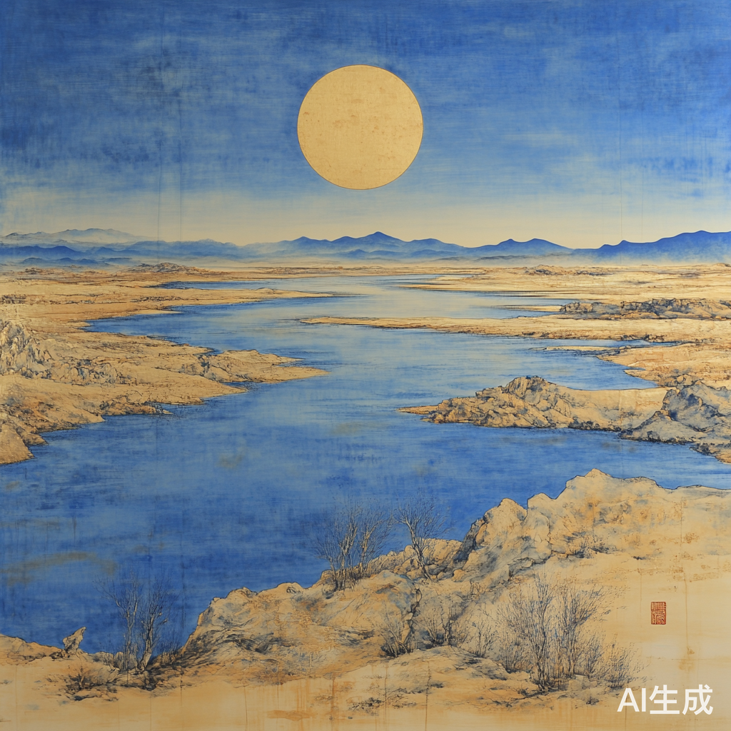 远古黄河之滨中原晴空万里景色