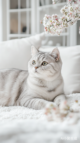 Elegance and Purity Captured in a British Shorthair Cat Setting