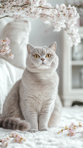 Elegance and Purity Captured in a British Shorthair Cat Setting