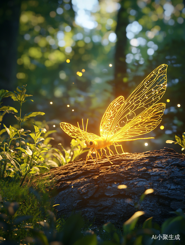 梦幻森林中的萤火虫3D卡通世界